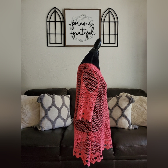 Simply Irresistible Hot Pink Crochet Swim-Beach-Pool Cover Up Size L Classic - Picture 3 of 13